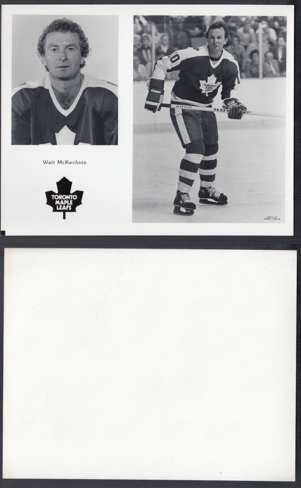 EARLY 1980'S TORONTO MAPLE LEAFS MEDIA PHOTO W. MCKECHNIE photo