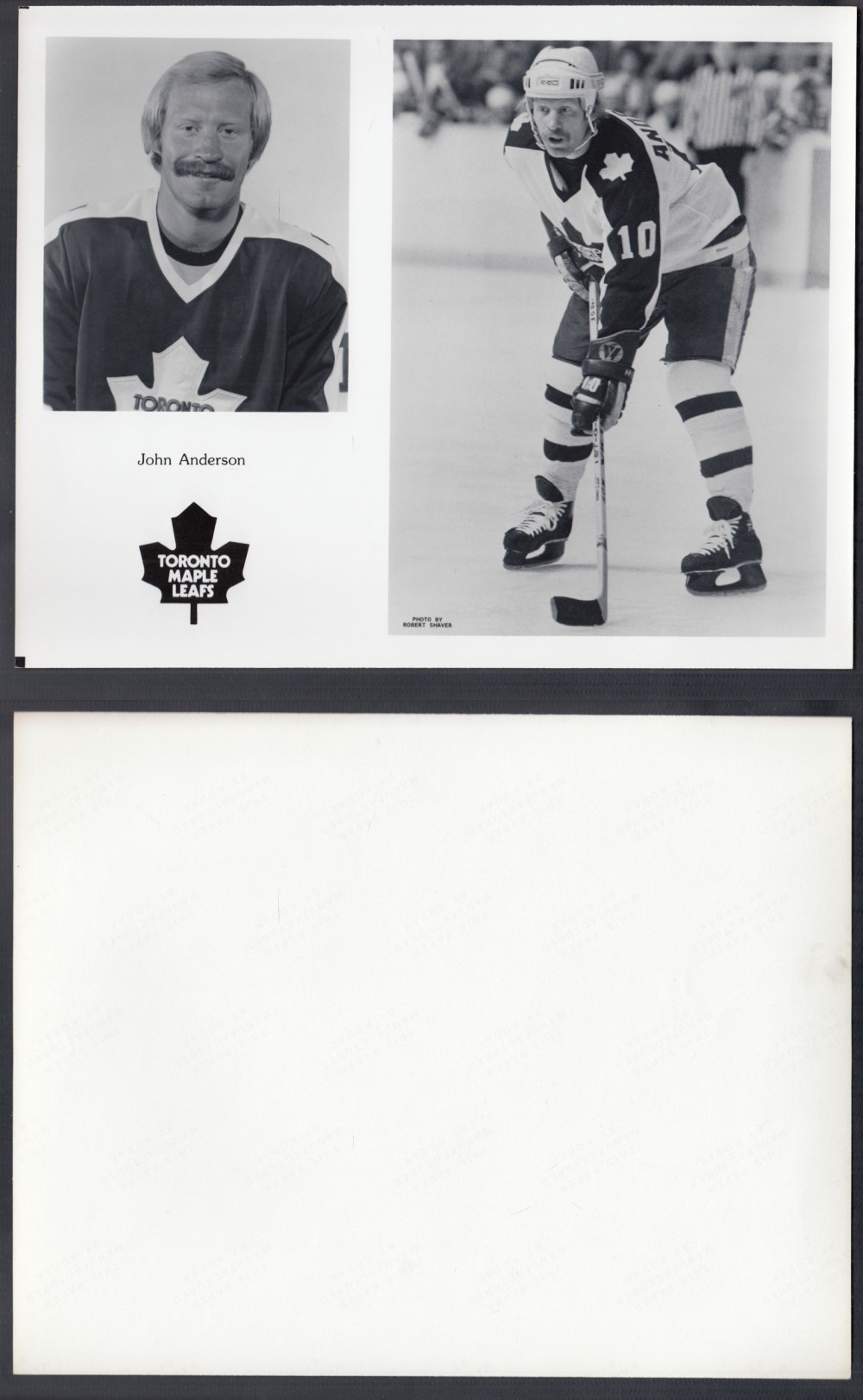 EARLY 1980'S TORONTO MAPLE LEAFS MEDIA PHOTO J. ANDERSON photo