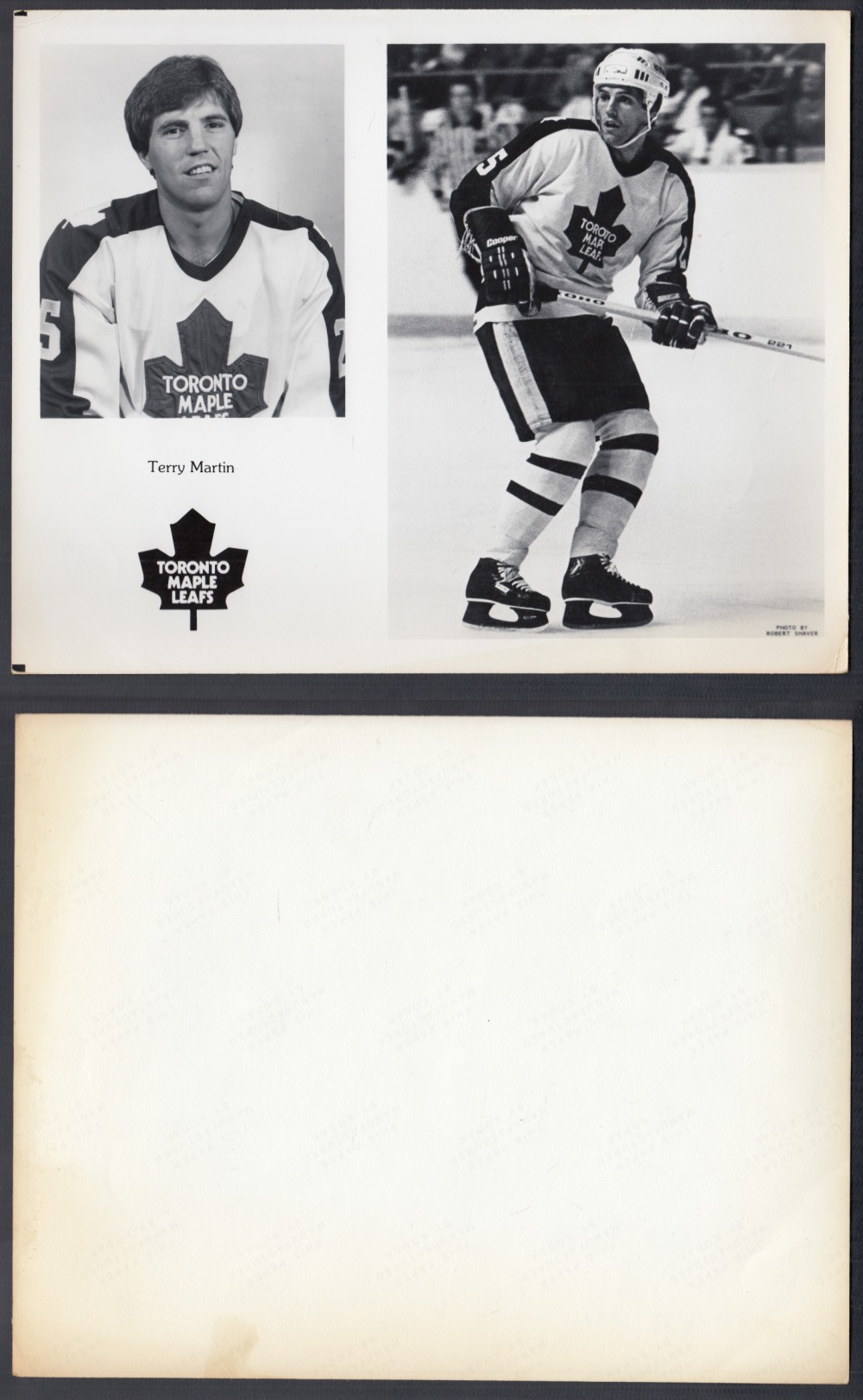 EARLY 1980'S TORONTO MAPLE LEAFS MEDIA PHOTO T. MARTIN photo