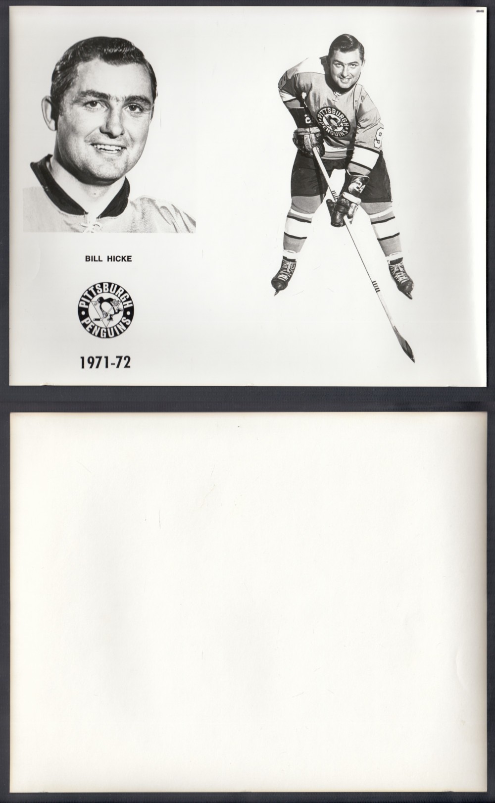 1971-72 PITTSBURGH PENGUINS MEDIA PHOTO B. HICKE photo