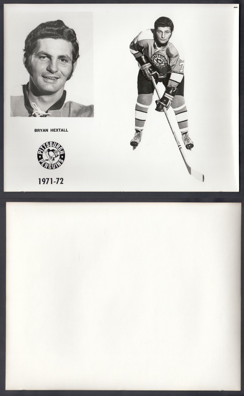 1971-72 PITTSBURGH PENGUINS MEDIA PHOTO B. HEXTALL photo