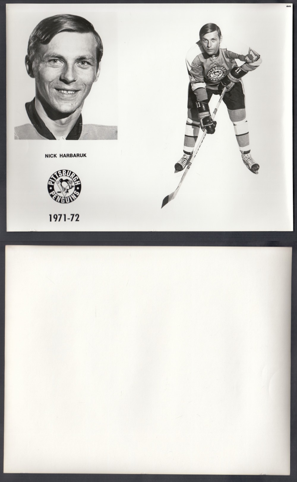 1971-72 PITTSBURGH PENGUINS MEDIA PHOTO N. HARBARUK photo