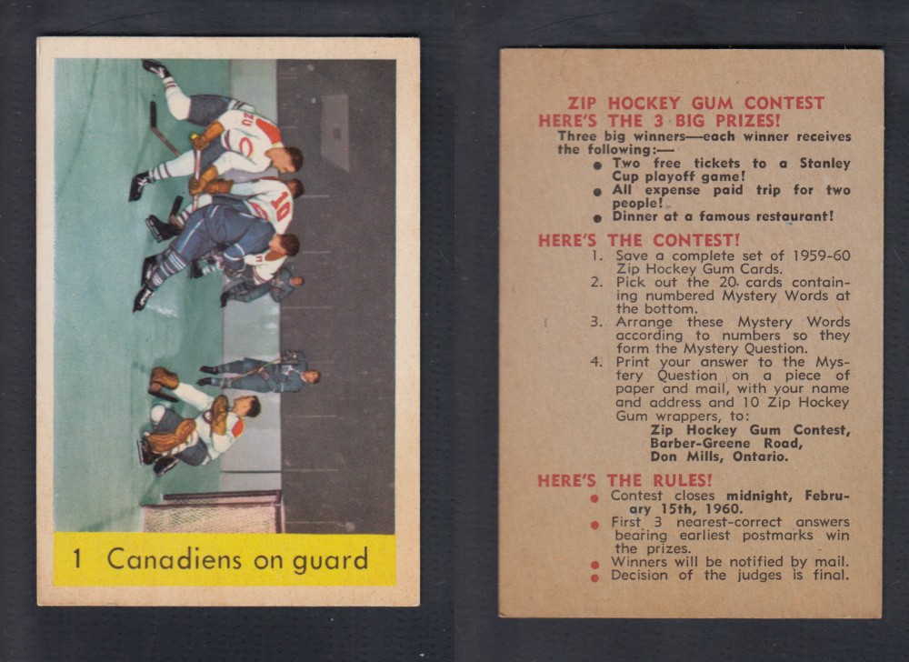 1959-60 PARKHURST HOCKEY CARD #1 CANADIENS ON GUARD photo