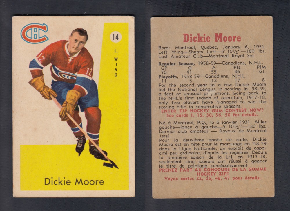 1959-60 PARKHURST HOCKEY CARD #14 D. MOORE photo 1959-60 PARKHURST HOCKEY CARD #14 D. MOORE photo