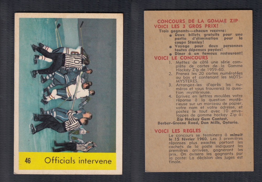 1959-60 PARKHURST HOCKEY CARD #46 OFFICIALS INTERVENE photo 1959-60 PARKHURST HOCKEY CARD #46 OFFICIALS INTERVENE photo