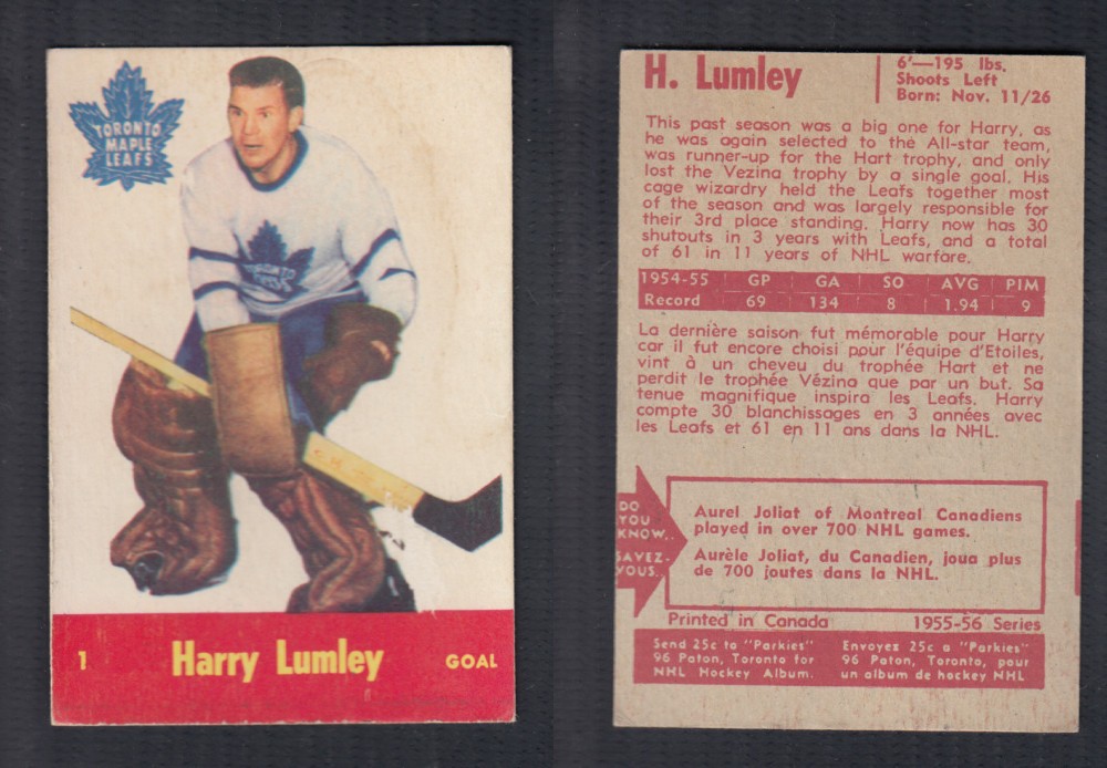 1955-56 PARKHURST HOCKEY CARD #1 H. LUMLEY photo