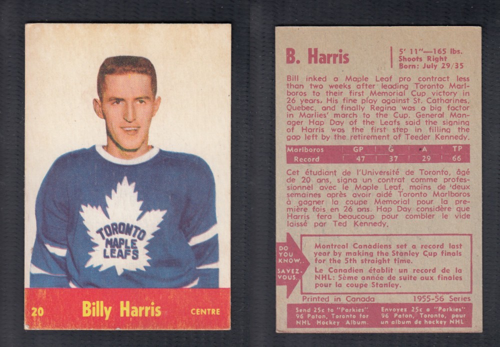 1955-56 PARKHURST HOCKEY CARD #20 B. HARRIS photo 1955-56 PARKHURST HOCKEY CARD #20 B. HARRIS photo