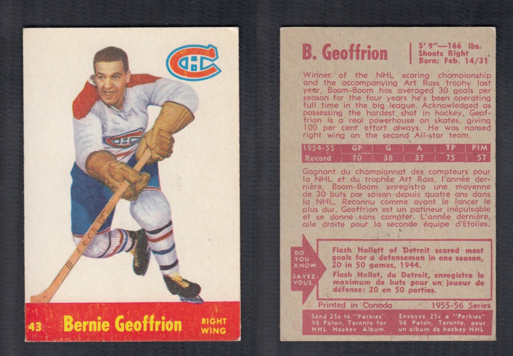 1955-56 PARKHURST HOCKEY CARD #43 B. GEOFFREY photo 1955-56 PARKHURST HOCKEY CARD #43 B. GEOFFREY photo