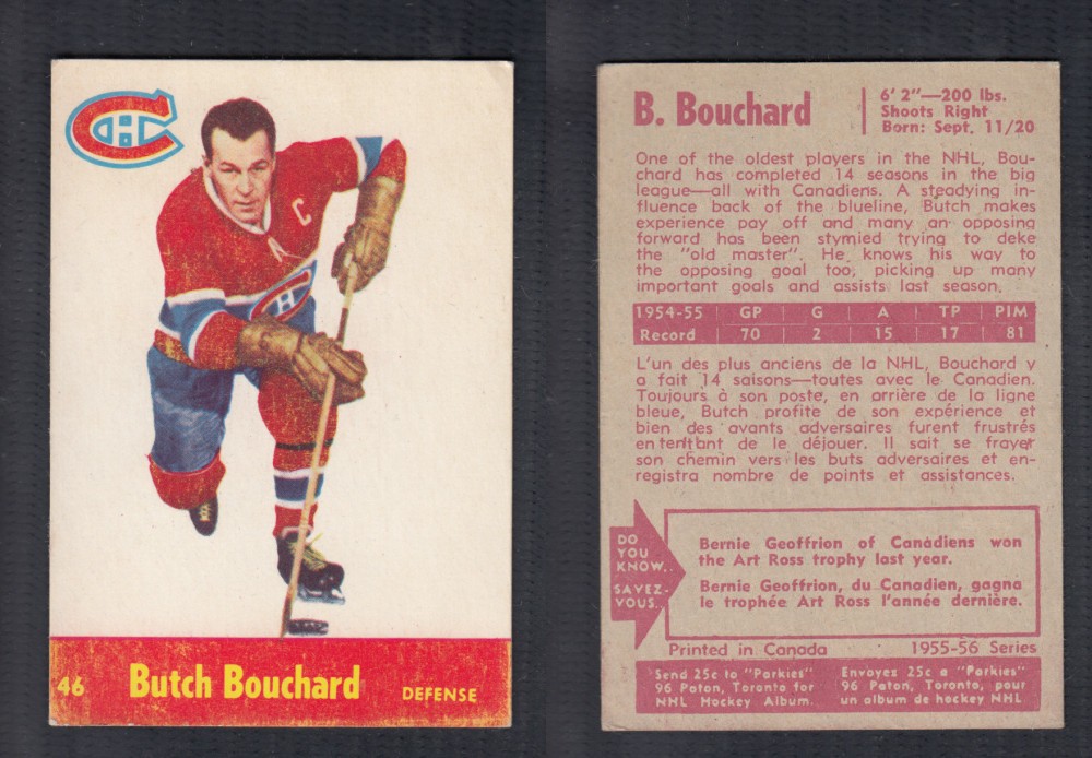 1955-56 PARKHURST HOCKEY CARD #46 B. BOUCHARD photo 1955-56 PARKHURST HOCKEY CARD #46 B. BOUCHARD photo