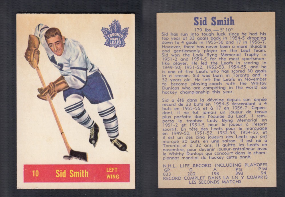 1957-58 PARKHURST HOCKEY CARD #10 S. SMITH photo