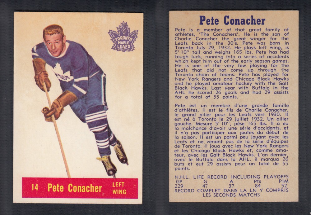 1957-58 PARKHURST HOCKEY CARD #14 P. CONACHER photo