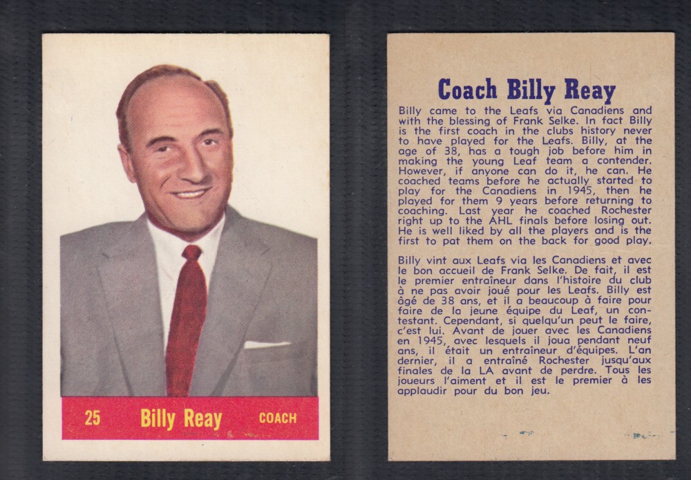 1957-58 PARKHURST HOCKEY CARD #25 B. REAY photo 1957-58 PARKHURST HOCKEY CARD #25 B. REAY photo