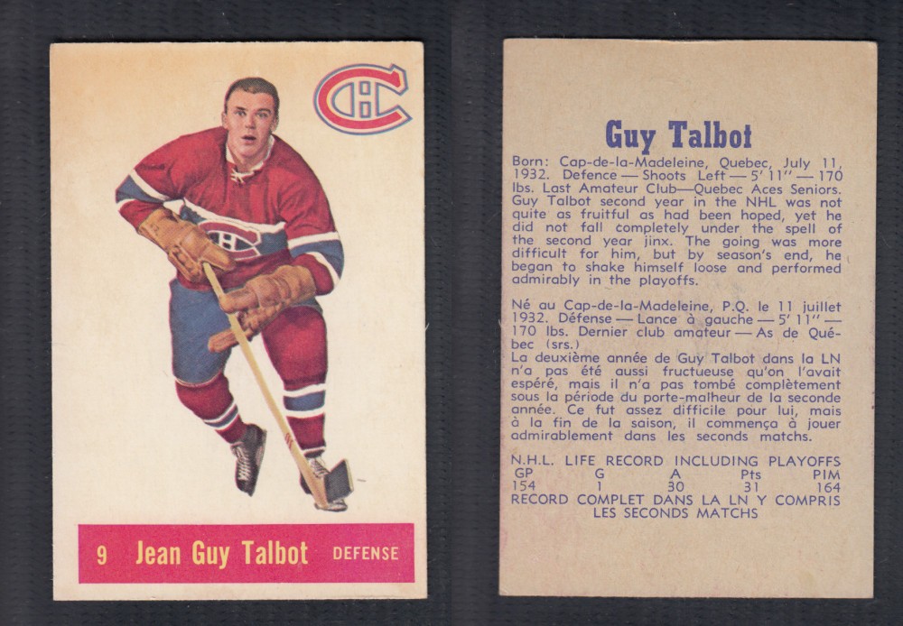 1957-58 PARKHURST HOCKEY CARD #9 J. TALBOT photo 1957-58 PARKHURST HOCKEY CARD #9 J. TALBOT photo