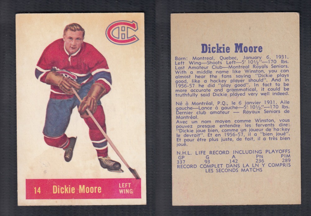 1957-58 PARKHURST HOCKEY CARD #14 D. MOORE photo