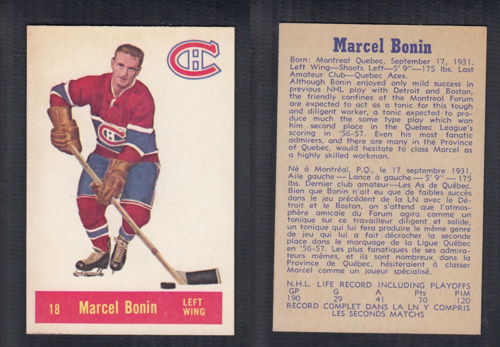 1957-58 PARKHURST HOCKEY CARD #18 M. BONIN photo