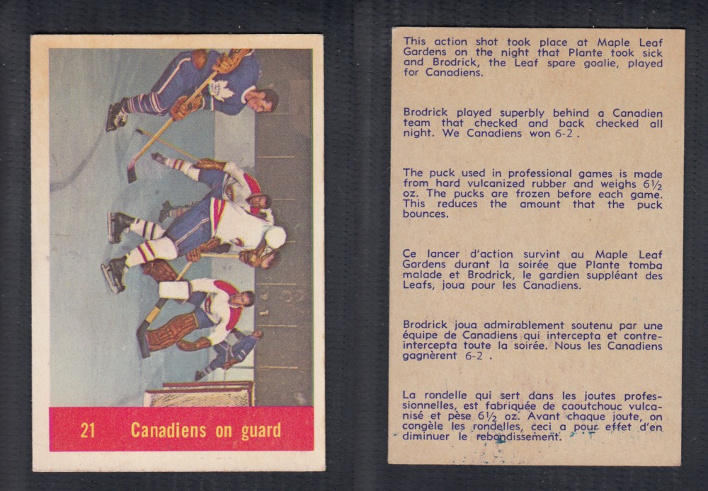 1957-58 PARKHURST HOCKEY CARD #21 CANADIENS ON GUARD photo 1957-58 PARKHURST HOCKEY CARD #21 CANADIENS ON GUARD photo