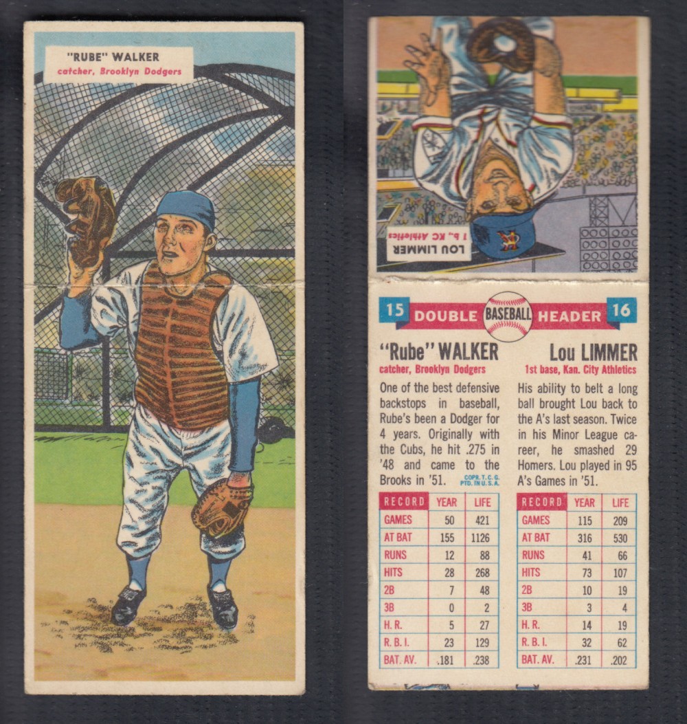 1955 TOPPS DOUBLEHEADERS BASEBALL CARD #15-16 WALKER/LIMMER photo 1955 TOPPS DOUBLEHEADERS BASEBALL CARD #15-16 WALKER/LIMMER photo