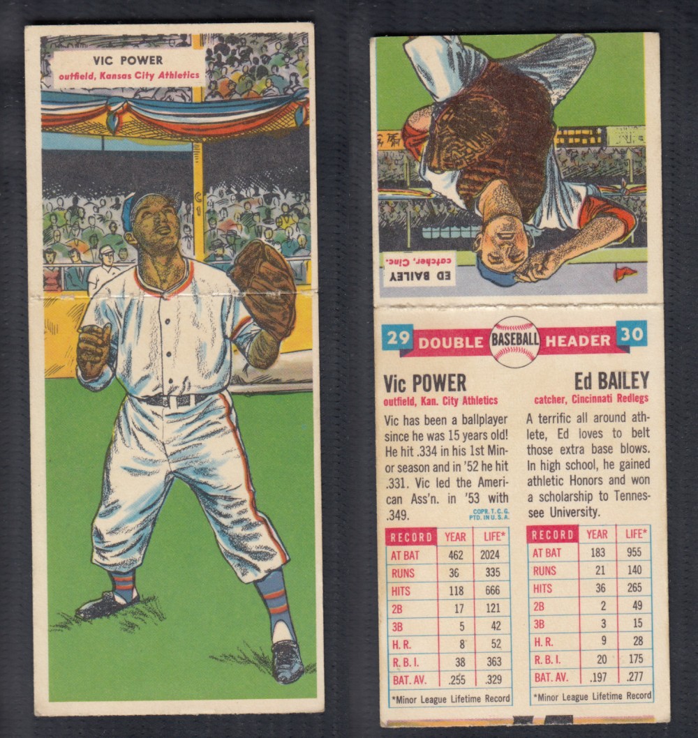 1955 TOPPS DOUBLEHEADERS BASEBALL CARD #29-30 POWER/BAILEY photo 1955 TOPPS DOUBLEHEADERS BASEBALL CARD #29-30 POWER/BAILEY photo