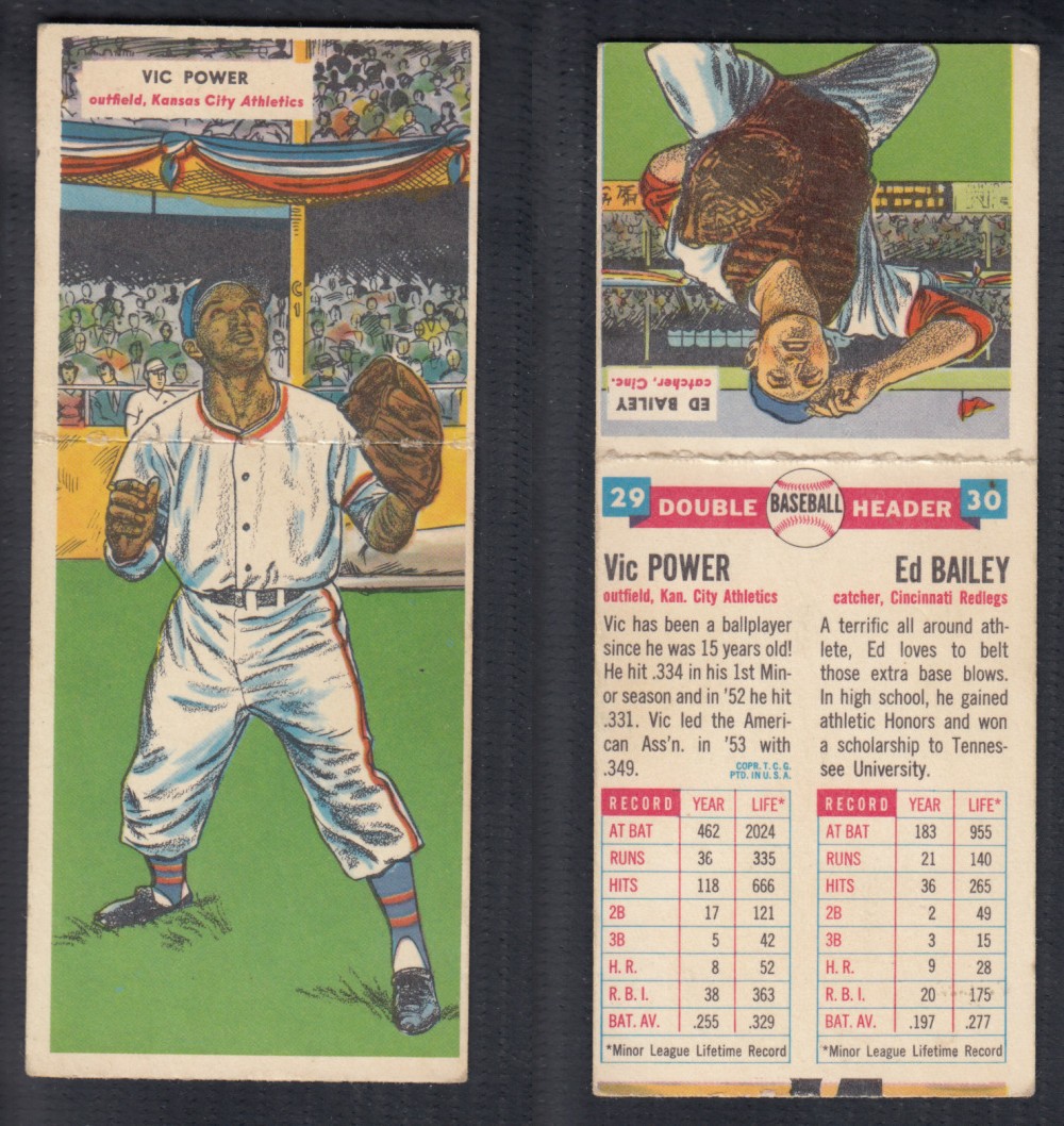 1955 TOPPS DOUBLEHEADERS BASEBALL CARD #29-30 POWER/BAILEY photo 1955 TOPPS DOUBLEHEADERS BASEBALL CARD #29-30 POWER/BAILEY photo