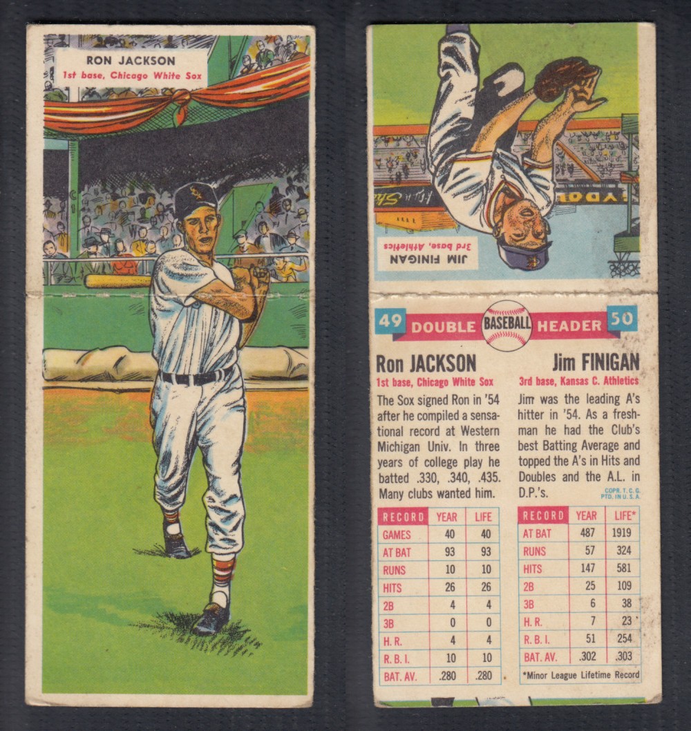 1955 TOPPS DOUBLEHEADERS BASEBALL CARD #49-50 JACKSON/FINIGAN photo 1955 TOPPS DOUBLEHEADERS BASEBALL CARD #49-50 JACKSON/FINIGAN photo