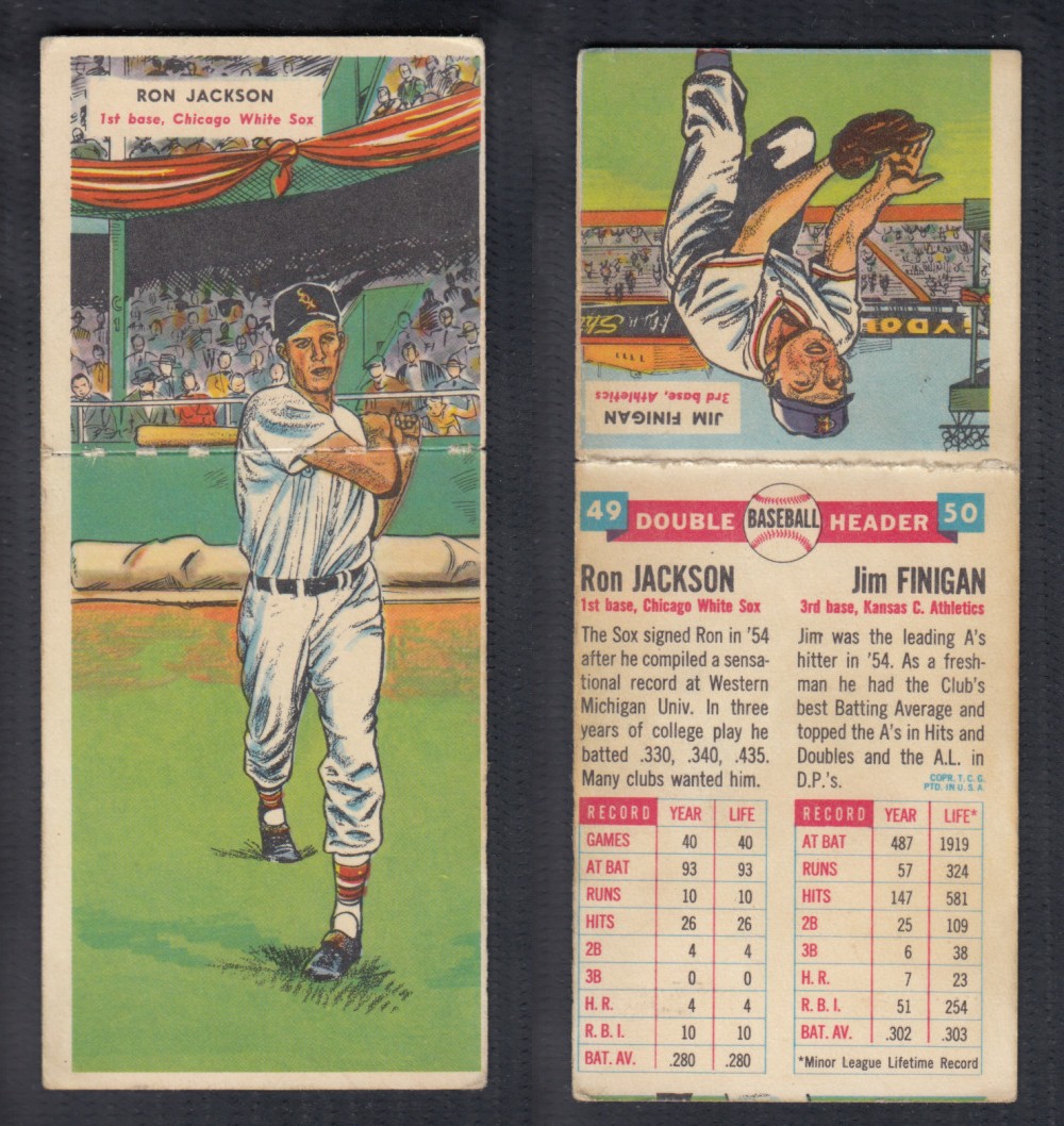 1955 TOPPS DOUBLEHEADERS BASEBALL CARD #49-50 JACKSON/FINIGAN photo 1955 TOPPS DOUBLEHEADERS BASEBALL CARD #49-50 JACKSON/FINIGAN photo