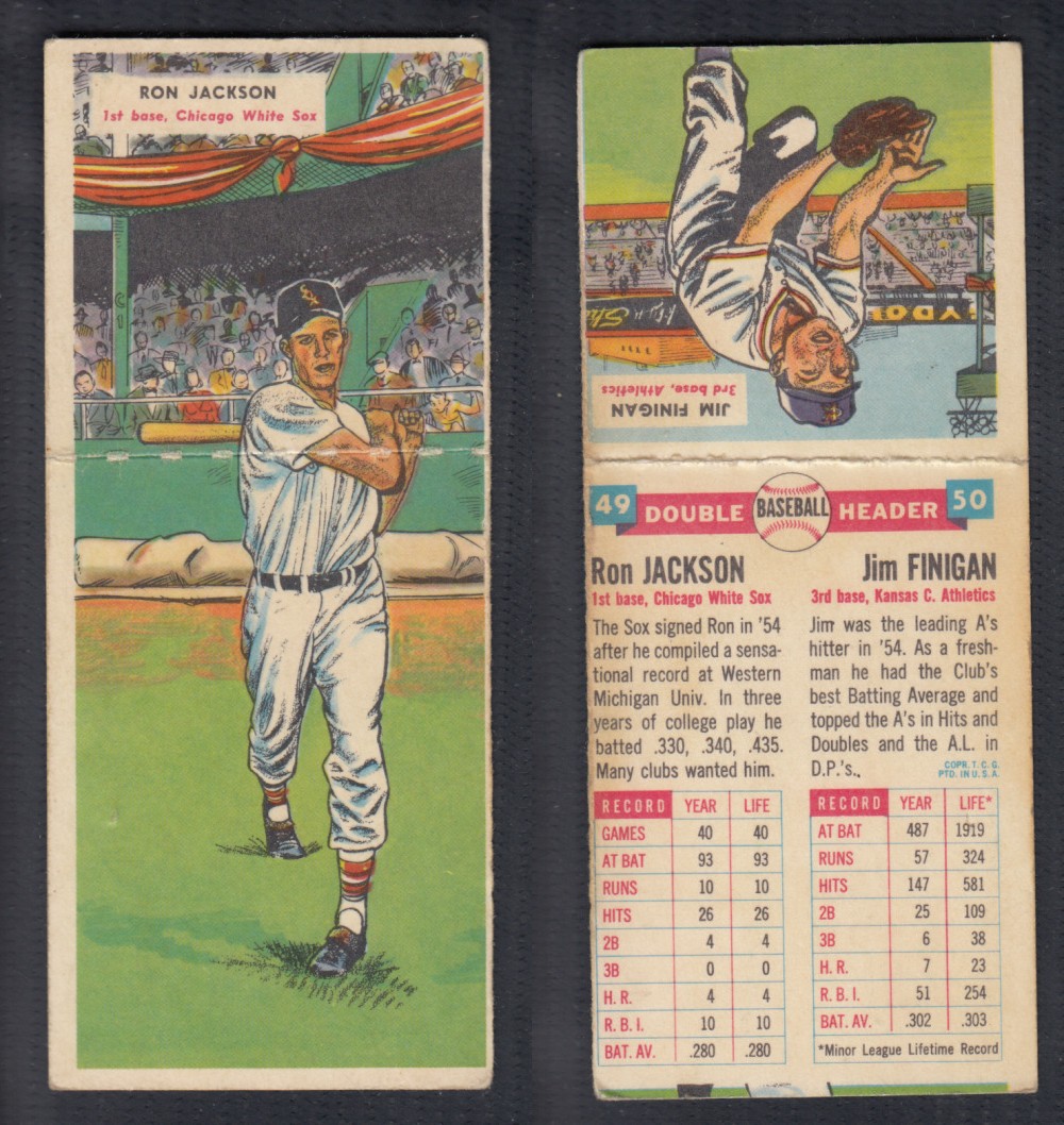 1955 TOPPS DOUBLEHEADERS BASEBALL CARD #49-50 JACKSON/FINIGAN photo 1955 TOPPS DOUBLEHEADERS BASEBALL CARD #49-50 JACKSON/FINIGAN photo