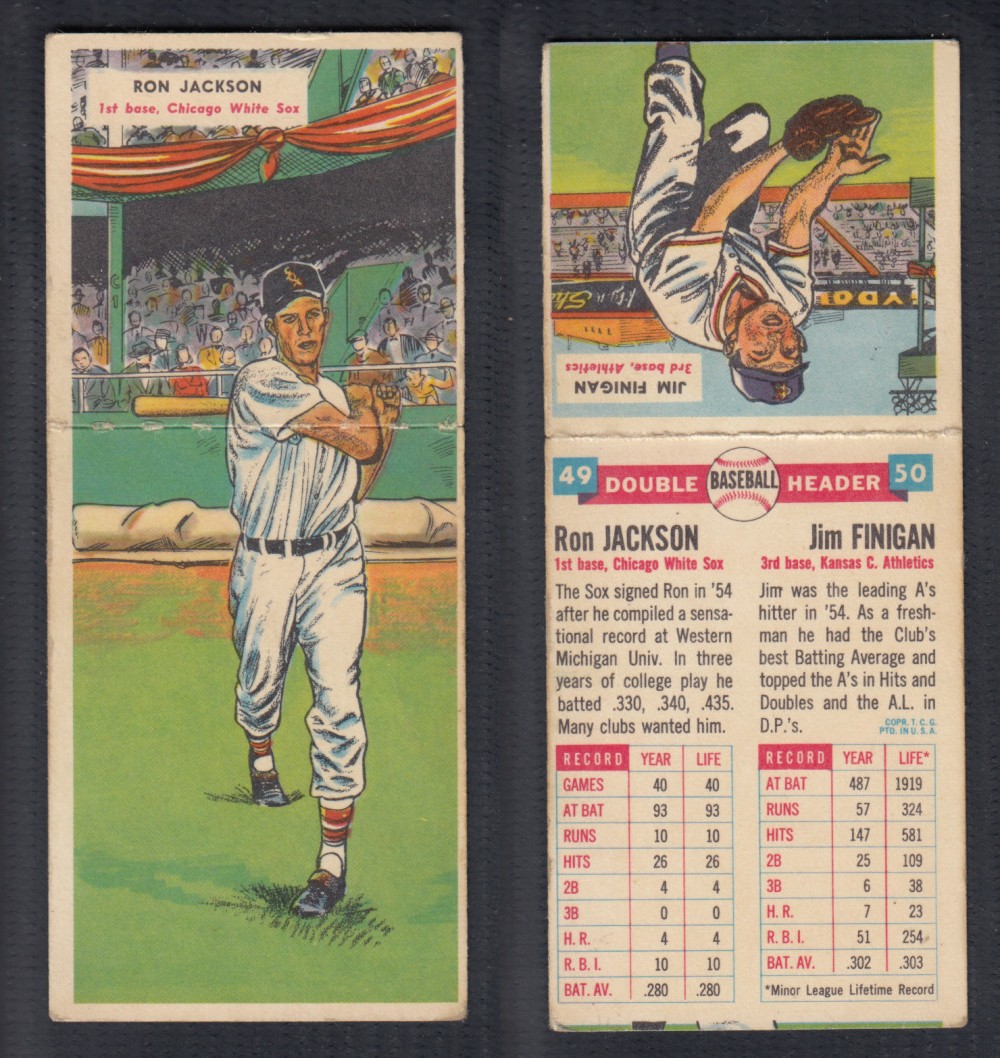 1955 TOPPS DOUBLEHEADERS BASEBALL CARD #49-50 JACKSON/FINIGAN photo 1955 TOPPS DOUBLEHEADERS BASEBALL CARD #49-50 JACKSON/FINIGAN photo