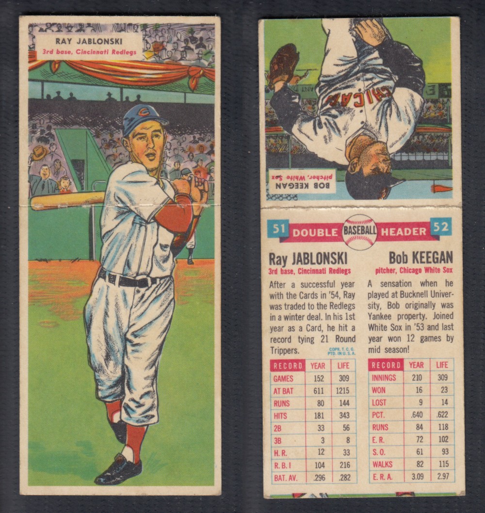 1955 TOPPS DOUBLEHEADERS BASEBALL CARD #51-52 JABLONSKI/KEEGAN photo 1955 TOPPS DOUBLEHEADERS BASEBALL CARD #51-52 JABLONSKI/KEEGAN photo