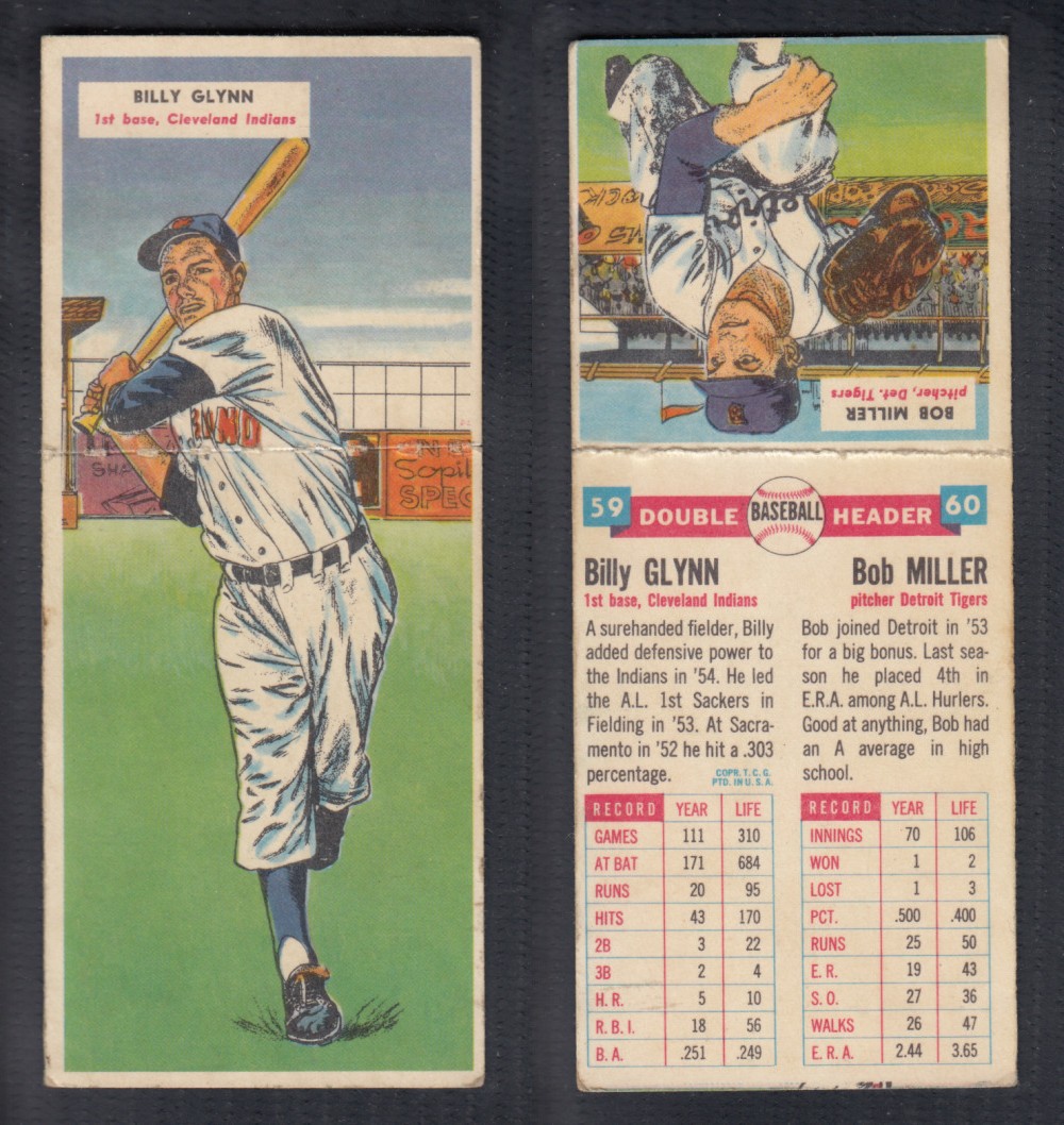 1955 TOPPS DOUBLEHEADERS BASEBALL CARD #59-60 GLYNN/MILLER photo 1955 TOPPS DOUBLEHEADERS BASEBALL CARD #59-60 GLYNN/MILLER photo