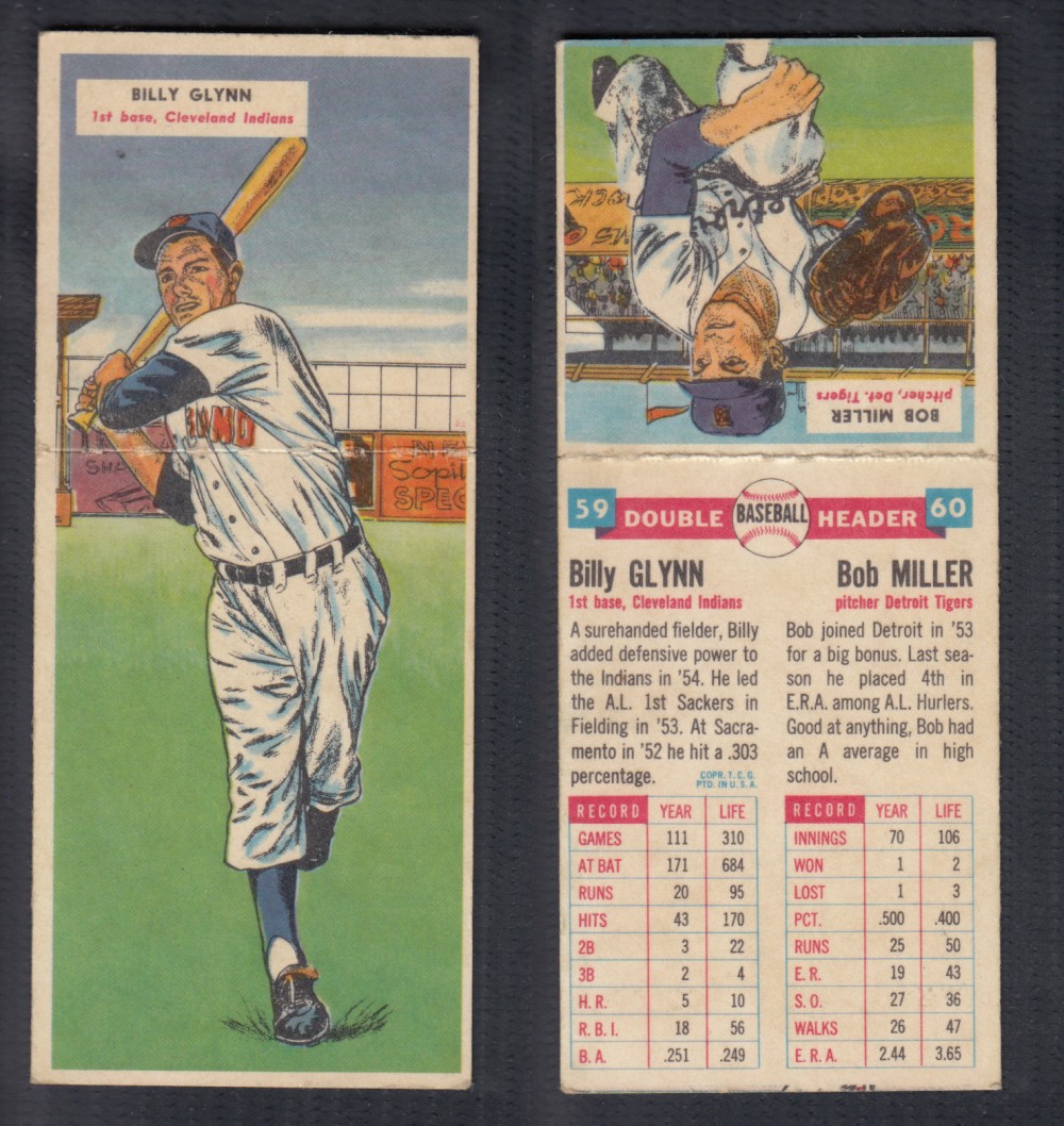 1955 TOPPS DOUBLEHEADERS BASEBALL CARD #59-60 GLYNN/MILLER photo 1955 TOPPS DOUBLEHEADERS BASEBALL CARD #59-60 GLYNN/MILLER photo