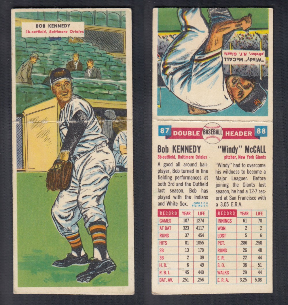 1955 TOPPS DOUBLEHEADERS BASEBALL CARD #87-88 KENNEDY/MCCALL photo 1955 TOPPS DOUBLEHEADERS BASEBALL CARD #87-88 KENNEDY/MCCALL photo