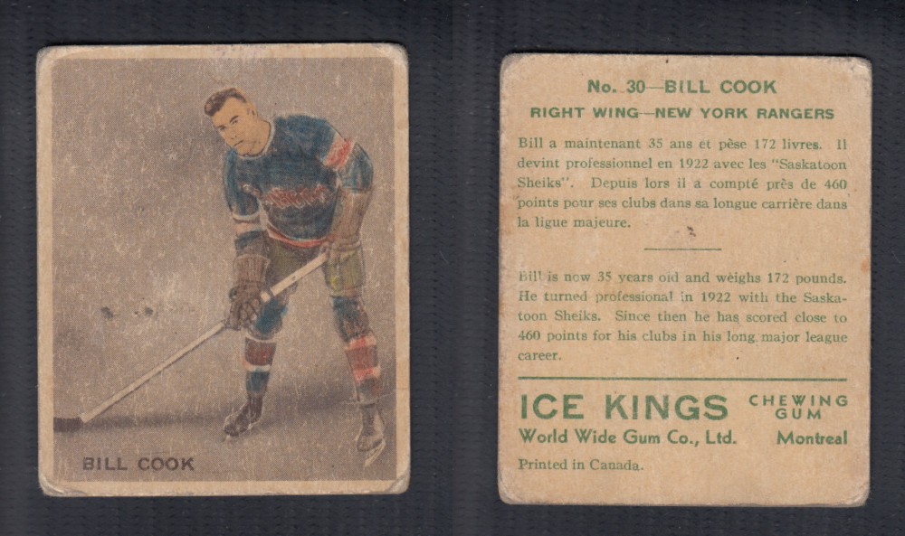 1933-34 ICE KINGS HOCKEY CARD #30 B. COOK photo 1933-34 ICE KINGS HOCKEY CARD #30 B. COOK photo