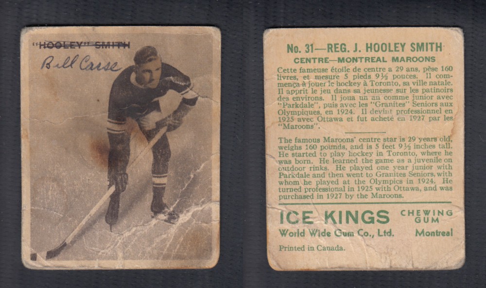 1933-34 ICE KINGS HOCKEY CARD #31 R. SMITH photo 1933-34 ICE KINGS HOCKEY CARD #31 R. SMITH photo