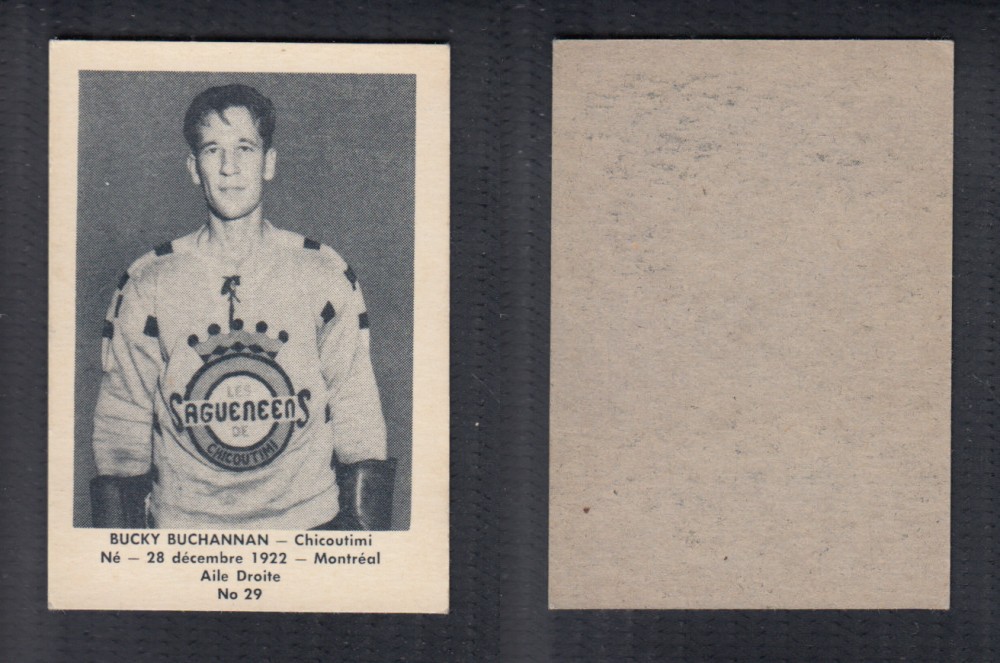 1952-53 LAVAL DAIRY UPDATE HOCKEY CARD #29 B. BUCHANNAN photo 1952-53 LAVAL DAIRY UPDATE HOCKEY CARD #29 B. BUCHANNAN photo