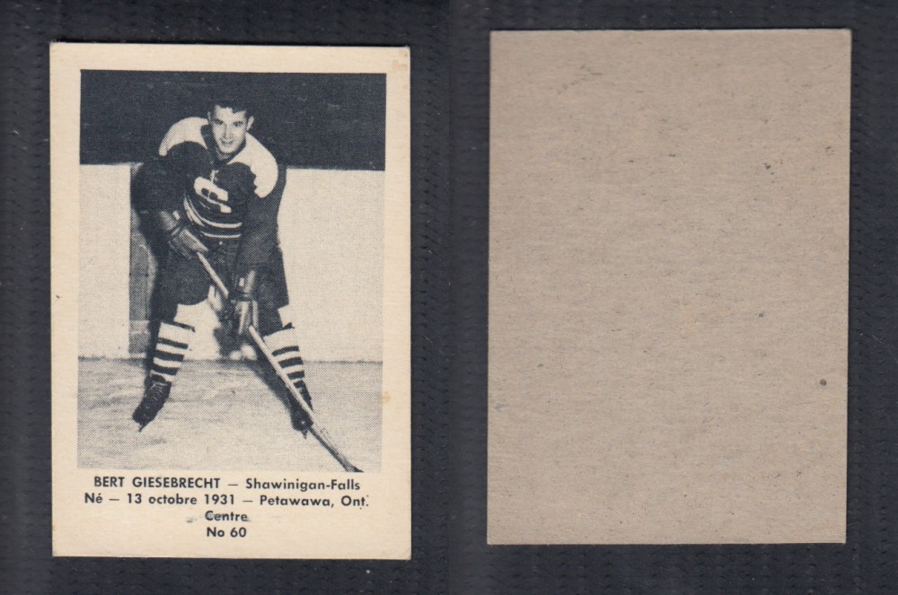 1952-53 LAVAL DAIRY UPDATE HOCKEY CARD #60 B. GIESEBRECHT photo 1952-53 LAVAL DAIRY UPDATE HOCKEY CARD #60 B. GIESEBRECHT photo
