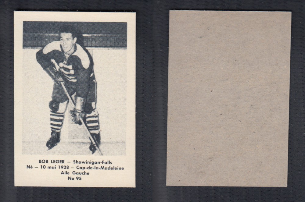 1952-53 LAVAL DAIRY UPDATE HOCKEY CARD #95 B. LEGER photo 1952-53 LAVAL DAIRY UPDATE HOCKEY CARD #95 B. LEGER photo