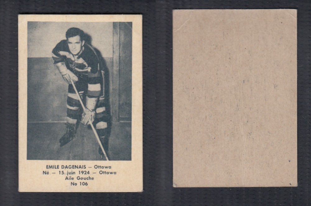 1952-53 LAVAL DAIRY UPDATE HOCKEY CARD #106 E. DAGENAIS photo