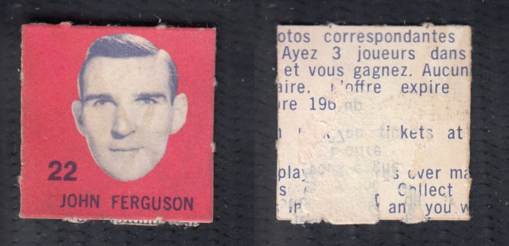 1967-68 IGA MONTREAL CANADIENS HOCKEY CARD SERIES 1 #22 J. FERGUSON photo 1967-68 IGA MONTREAL CANADIENS HOCKEY CARD SERIES 1 #22 J. FERGUSON photo