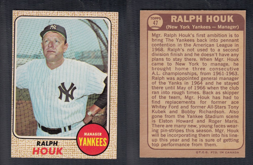 1968 O-PEE-CHEE BASEBALL CARD #47 R. HOUK photo 1968 O-PEE-CHEE BASEBALL CARD #47 R. HOUK photo