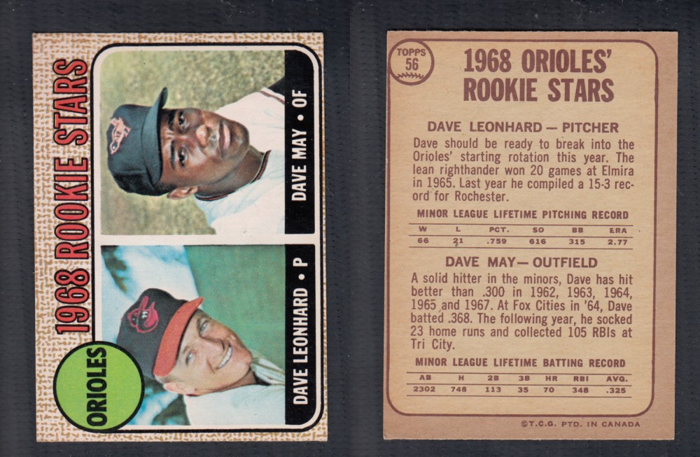 1968 O-PEE-CHEE BASEBALL CARD #56 ORIOLES ROOKIE STARS photo 1968 O-PEE-CHEE BASEBALL CARD #56 ORIOLES ROOKIE STARS photo