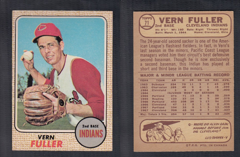 1968 O-PEE-CHEE BASEBALL CARD #71 V. FULLER photo 1968 O-PEE-CHEE BASEBALL CARD #71 V. FULLER photo