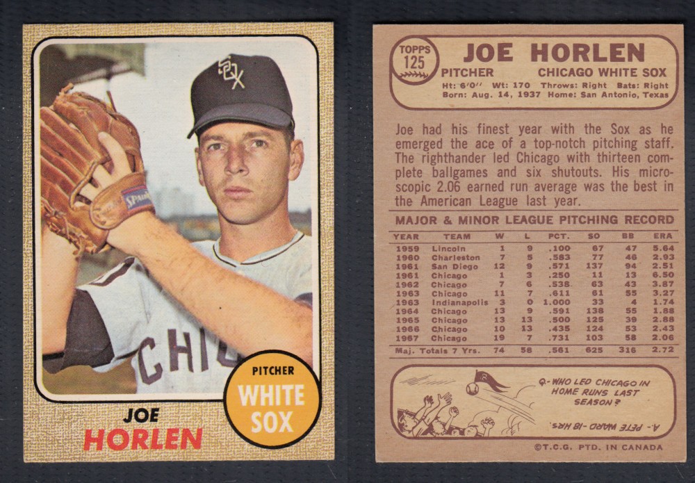 1968 O-PEE-CHEE BASEBALL CARD #125 J. HORLEN photo