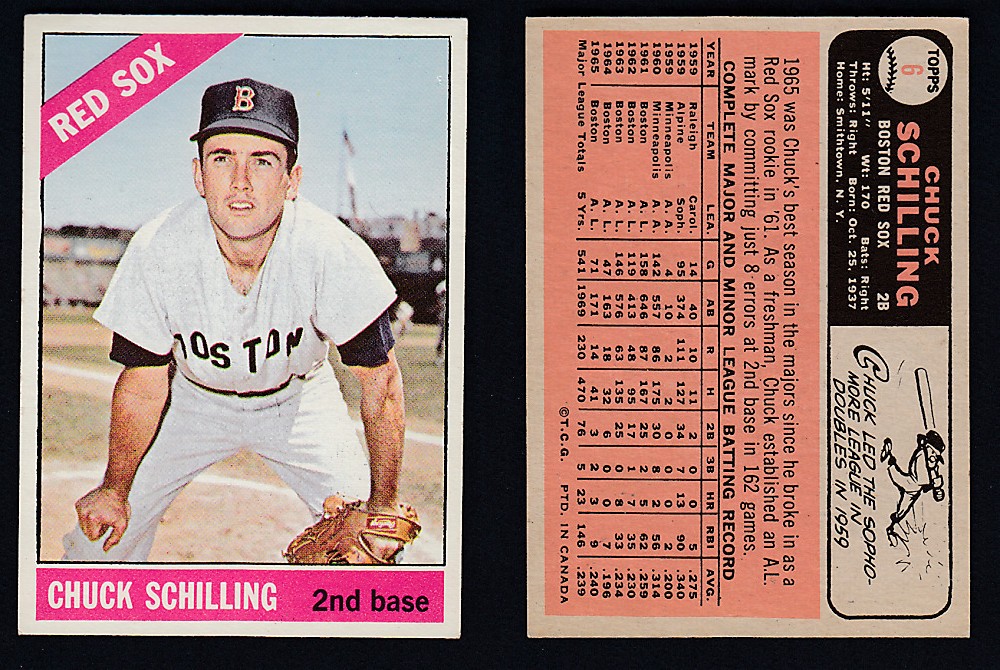 1966 O-PEE-CHEE BASEBALL CARD #6 C. SCHILLING photo 1966 O-PEE-CHEE BASEBALL CARD #6 C. SCHILLING photo