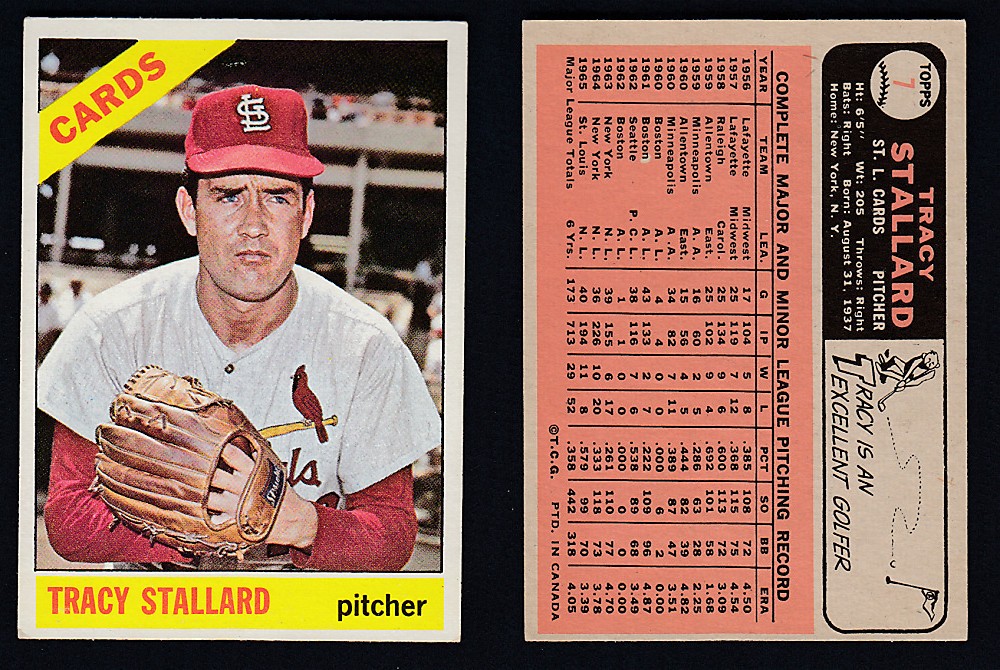 1966 O-PEE-CHEE BASEBALL CARD #7 T. STALLARD photo 1966 O-PEE-CHEE BASEBALL CARD #7 T. STALLARD photo