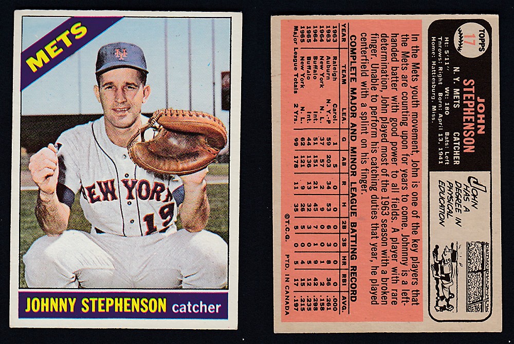 1966 O-PEE-CHEE BASEBALL CARD #17 J. STEPHENSON photo 1966 O-PEE-CHEE BASEBALL CARD #17 J. STEPHENSON photo