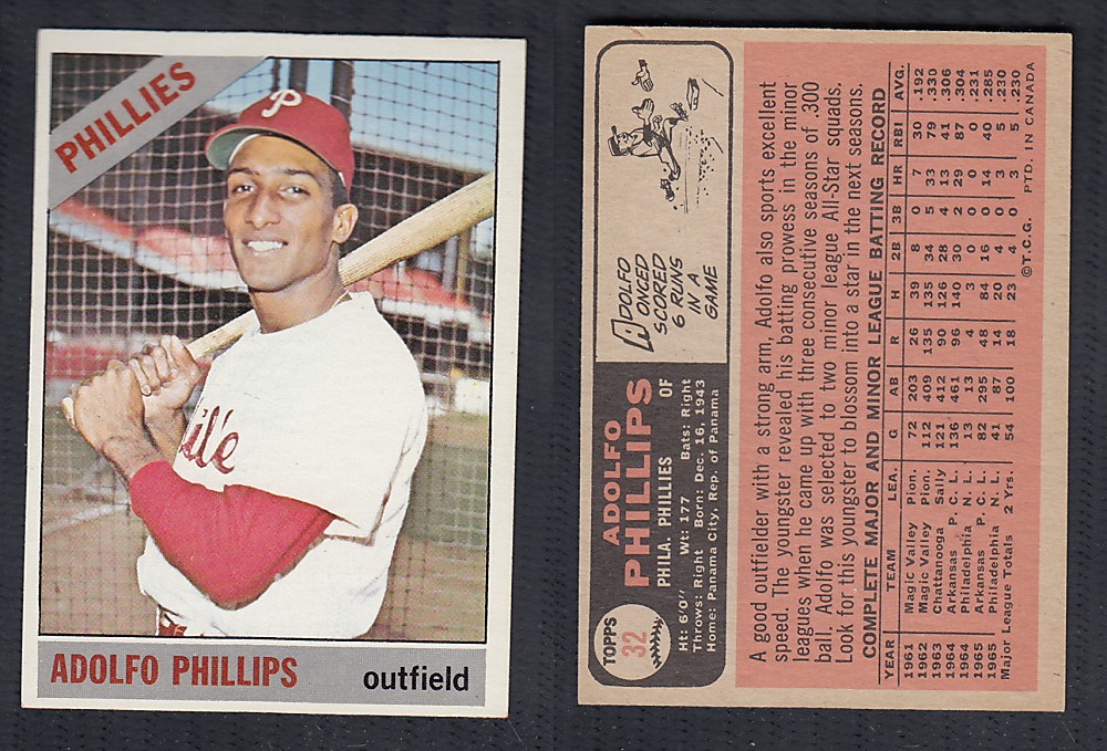 1966 O-PEE-CHEE BASEBALL CARD #32 A. PHILLIPS photo 1966 O-PEE-CHEE BASEBALL CARD #32 A. PHILLIPS photo