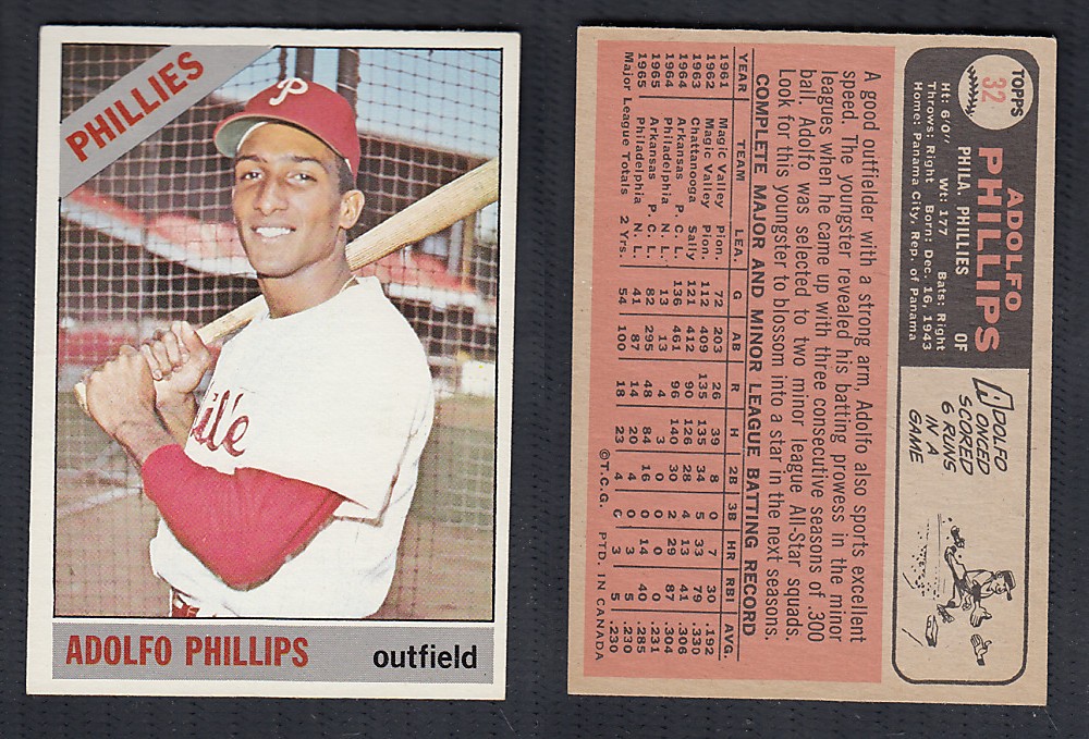 1966 O-PEE-CHEE BASEBALL CARD #32 A. PHILLIPS photo 1966 O-PEE-CHEE BASEBALL CARD #32 A. PHILLIPS photo