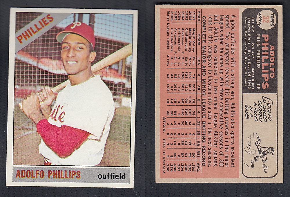 1966 O-PEE-CHEE BASEBALL CARD #32 A. PHILLIPS photo 1966 O-PEE-CHEE BASEBALL CARD #32 A. PHILLIPS photo