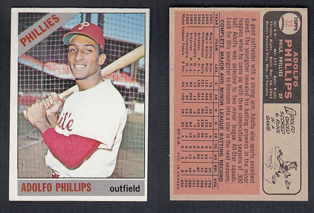 1966 O-PEE-CHEE BASEBALL CARD #32 A. PHILLIPS photo 1966 O-PEE-CHEE BASEBALL CARD #32 A. PHILLIPS photo