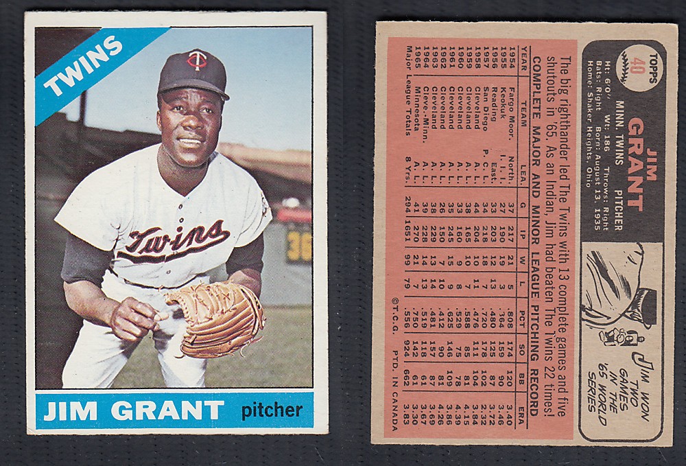 1966 O-PEE-CHEE BASEBALL CARD #40 J. GRANT photo 1966 O-PEE-CHEE BASEBALL CARD #40 J. GRANT photo